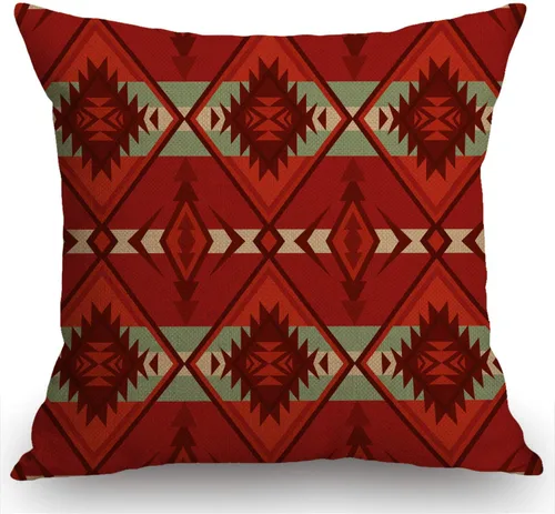 Miniatura 9 de Swono Funda de Almohada Decorativa con Patrón Étnico Abstracto Estampado del Suroeste Funda de Cojín Estilo Granja para Sofá Sillón 18x18 Pulgadas