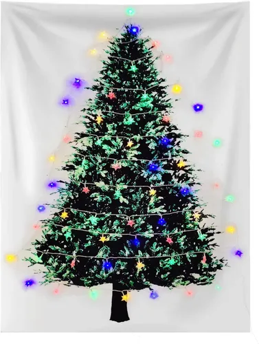 Miniatura 8 de Tapiz de árbol de Navidad con lazo, tapiz de franela para colgar en la pared, regalos para decoración de Navidad, cumpleaños y decoración