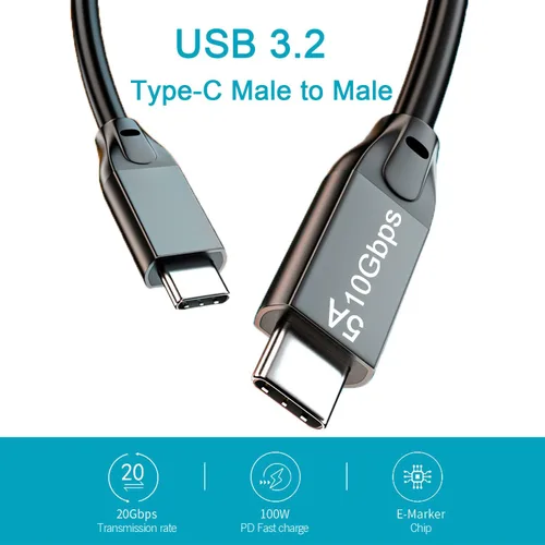 Miniatura 2 de Cable USB C a USB C 3.1 de 6.6 pies, cable USB 3.1 Gen 2 de 10 Gbps, cable de monitor 4K @60Hz y carga rápida de 100 W con marca E para Thunderbolt