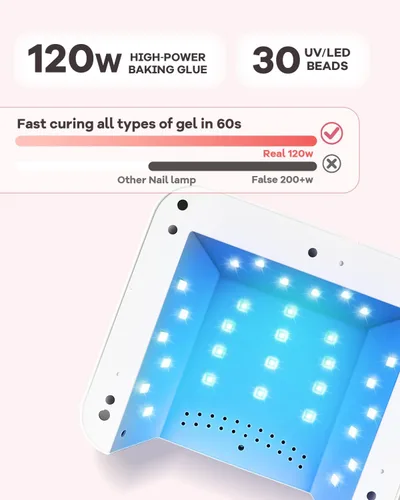 Miniatura 6 de Lámpara de uñas LED UV recargable profesional, secadora de uñas UV inalámbrica para esmalte de gel con 3 ajustes de temporizador (30/60/90s), sensor