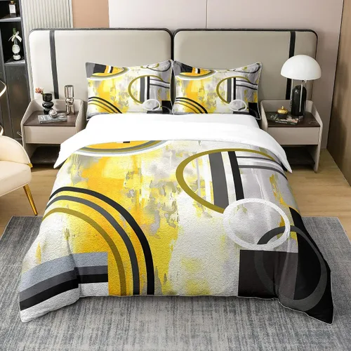 Miniatura 22 de Erosebridal Juego de ropa de cama de 100 % algodón a cuadros para niños y niñas, funda de edredón a cuadros, funda de edredón moderna geométrica