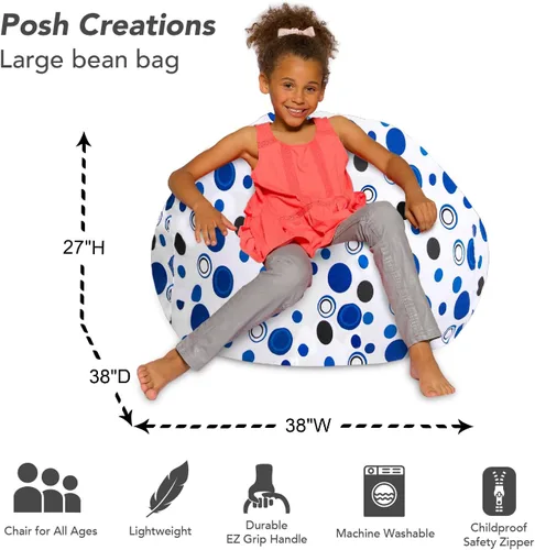 Miniatura 3 de Posh Creations - Sillón puff para niños, adolescentes y adultos, incluye funda extraíble y lavable a máquina, tamaño grande de 38 pulgadas, lona