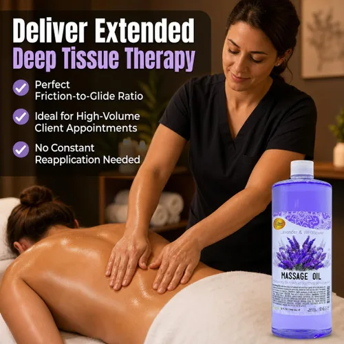 Miniatura 4 de SPA REDI Aceite de masaje de lavanda – Mezcla botánica sin residuos para el cuidado de tejidos profundos y piel seca Vitamina E, aceite