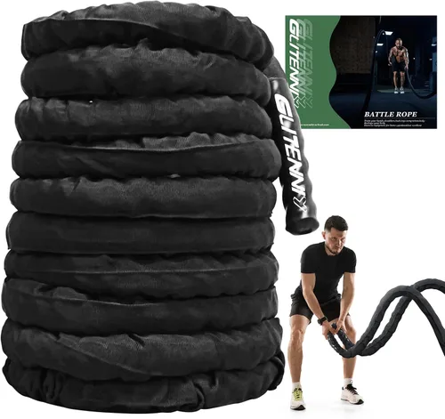 Miniatura 8 de Cuerda de batalla rosa de 1 pulgada, 30 pies, cuerda de batalla para gimnasio en casa, ejercicio para entrenamiento de ejercicio, entrenamiento