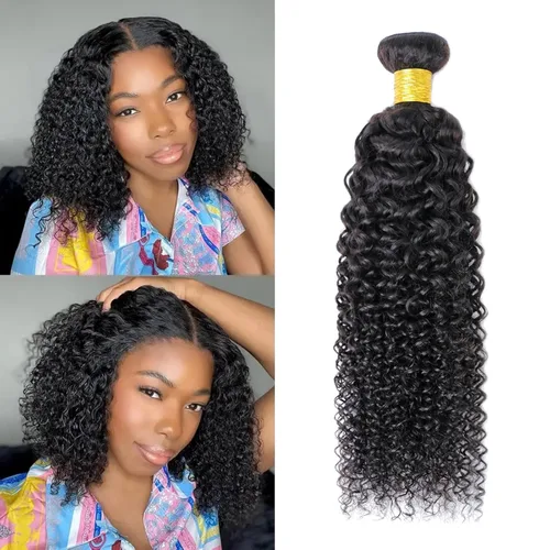 Miniatura 59 de Paquetes de cabello afro rizado y kinky, extensiones de cabello humano de 8 pulgadas, tejido rizado sin procesar, doble entretejido, virgen