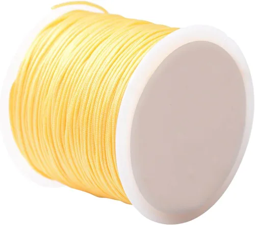 Miniatura 18 de Cordón de nailon para cuentas de 164.0 ft x 0.031 in, hilo de raso satinado de nailon trenzado para manualidades de macramé Mezcla de amarillo 1