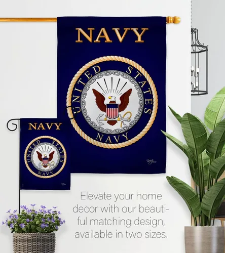 Miniatura 8 de Breeze Decor Bandera de jardín de 13 x 18.5 pulgadas, con licencia oficial de las Fuerzas Armadas de los Estados Unidos de la Marina de los Estados