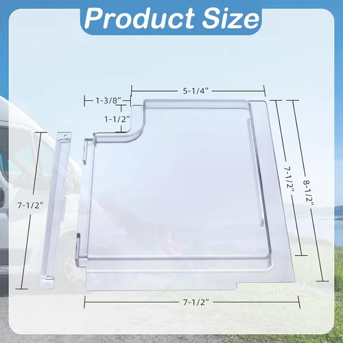 Miniatura 2 de Panel deslizante de puerta para Dexter 4701-00 RH Serie 5050, esquina de radio de plexiglás transparente y tapón 4700-00