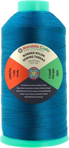 Miniatura 376 de Mandala Crafts - Hilo de nailon para coser cuero, tapicería, mezclilla y para trenzar el pelo; resistente, 1500 yardas, tamaño 69 T70 Marrón