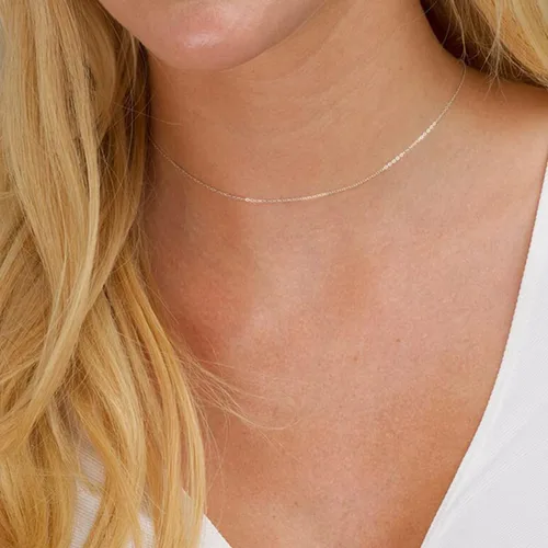 Miniatura 3 de Jewelry Affairs Collar de cadena de cuerda de oro amarillo de 14 quilates, 0.016 in