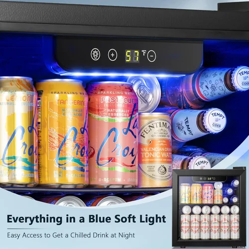 Miniatura 4 de Antarctic Star Mini refrigerador para 48 latas, refrigerador de bebidas, puerta de vidrio negro para cerveza, refrescos o vino, máquina dispensadora