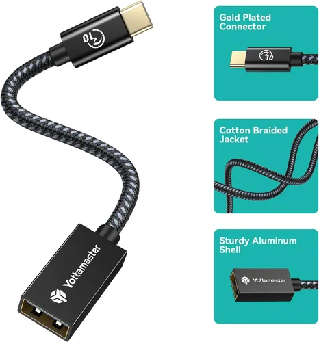 Miniatura 5 de Yottamaster Cable adaptador USB-C macho a USB-A hembra OTG - 10Gbps para teléfono, laptop, tableta e interruptor - 3.3 ft/3.3 pies