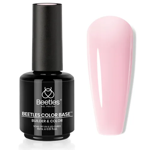 Beetles - Esmalte de uñas en gel base rosa, 1 unidad, 0.5 onzas líquidas: color rosa desnudo 5 en 1, esmalte pastel constructor, punta francesa,