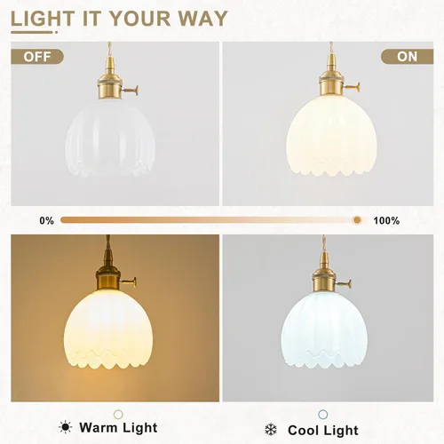 Miniatura 5 de Lámparas colgantes enchufables, lámpara colgante de cristal vintage, mini lámpara colgante de tulipán blanco leche, iluminación colgante para isla