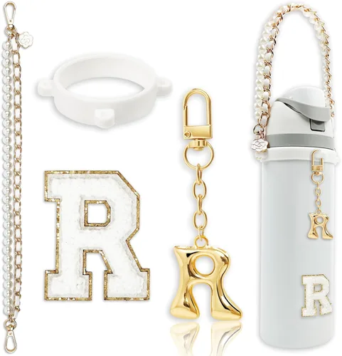 Miniatura 35 de Letter Handle Strap Accessories with Cute Initial Charm Compatible with Owala Water Bottle 24oz 32oz 40oz Owala Kids Púrpura