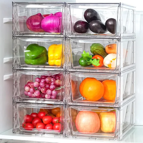 Miniatura 8 de Paquete de 6 organizadores y almacenamiento de despensa, organizador de almacenamiento de cocina apilable transparente, contenedores organizadores