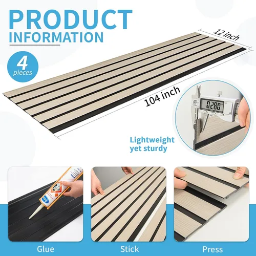 Miniatura 6 de Art3d Paquete de 4 paneles de revestimiento adhesivos de seis rejillas para decoración de paredes interiores - Paneles de pared de listones delgados