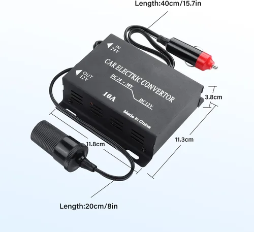 Miniatura 7 de Convertidor de carga de automóvil de 24 V a 12 V, 10 A, 120 W, encendedor de cigarrillos de automóvil, convertidor de fuente de alimentación de 24 V