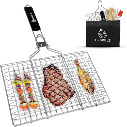 UPGRILLZ Cestas de Parrilla para Pescado para Parrilla al Aire Libre para Verduras, Rejilla para Asar Pescado para Parrilla, Cesta de Parrilla BBQ,