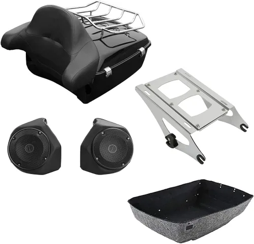 Miniatura 24 de TCMT Caja de maletero para motocicleta King con respaldo y portaequipajes, conjunto de luz trasera, para Harley Davidson 2014-2025 Touring CVO Road