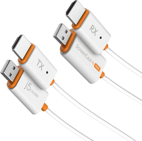j5create ScreenCast - Mini transmisor y receptor HDMI inalámbrico, 1080p a 60Hz 5G+2.4G, adaptador de pantalla inalámbrico FHD de baja latencia para