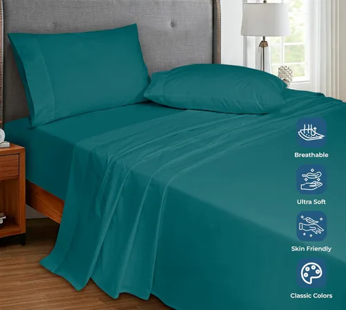 Miniatura 38 de Royale Linens Sábana encimera de tamaño individual XL 100% Algodón Orgánico – Super suave – Sábanas superiores de percal – Sábana encimera