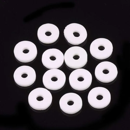 Miniatura 6 de Elecrelive Aproximadamente 380~400 cuentas espaciadoras redondas planas de arcilla polimérica de 0.118 pulgadas (0.118 in) hechas a mano con disco