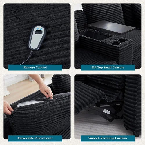 Miniatura 5 de ORRD Consola de almacenamiento multifuncional con soportes dobles para tazas, mesa, estación de carga USB para sofá modular seccional para sala