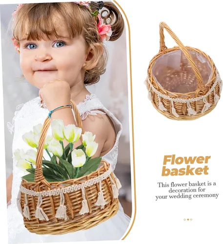 Miniatura 3 de jojofuny Cestas de boda pequeñas para niñas, mango portátil para flores, pétalos, dulces y organización del hogar
