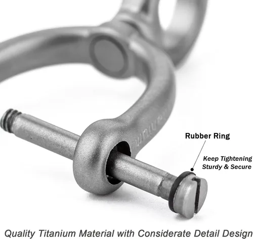 Miniatura 5 de TISUR Anillos en D giratorios de titanio con grillete de tornillo, herradura en forma de U, llavero DIY con eslabones rotados de cuero