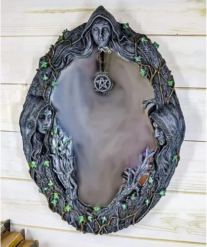 Miniatura 5 de fenlan Triple Moon Goddess - Espejo de pared con espejo retro puntiagudo