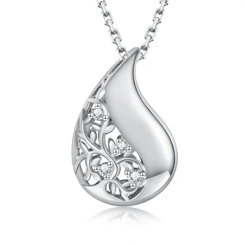 Collar de urna de lágrima de plata de ley 925 para cenizas, árbol genealógico, recuerdo, cremación, joyería conmemorativa para mujeres, Plata