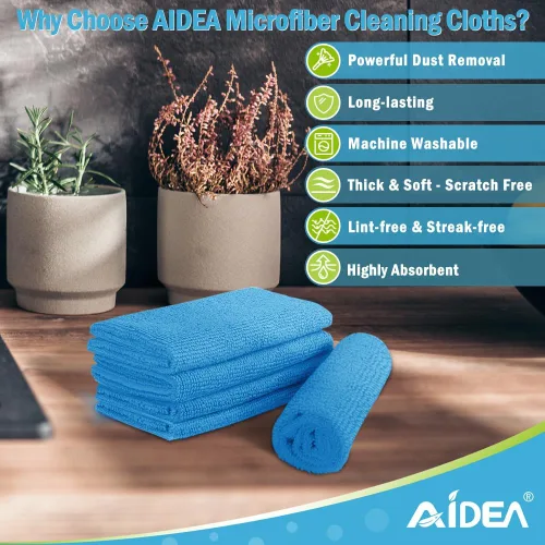 Miniatura 2 de AIDEA Microfiber Cleaning Cloth Blue-50PK, Soft Absorbent Shop Rags, Microfiber Towels for Cars, Kitchen Towels, Dusting Cloth for Home, Window