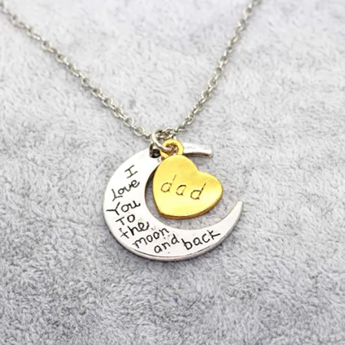 Miniatura 9 de SEniutarm Collares para mujeres y niñas I Love You tallada letra luna amor corazón colgante collar de joyería familiar regalo colgante cadena