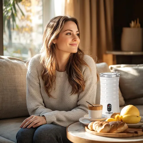 Miniatura 8 de Espumador de leche, vaporizador y espumador de leche 4 en 1 Paris Rhône, calentador de leche de espuma caliente y fría con control de temperatura