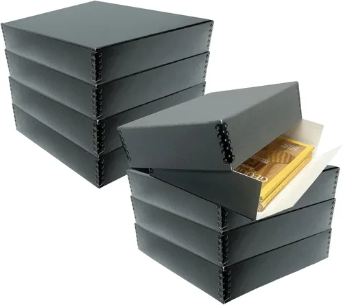 Miniatura 69 de Lineco 13x19 Caja de almacenamiento de museo negra, tapa removible y diseño frontal abatible, 13.5 x 19.5 x 3 pulgadas de archivo con borde Negro