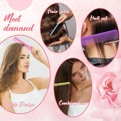 Miniatura 4 de Meanplan 24 peines profesionales de peluquería para peluquería de fibra de carbono, dientes anchos y finos, pelo multiusos para hombres y mujeres