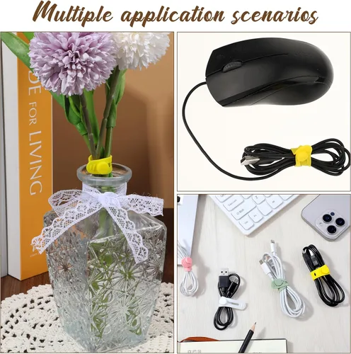 Miniatura 5 de 42 bridas de silicona reutilizables para cables, multiusos, organizador de cables elásticos multiusos para cables y cables de carga para oficina