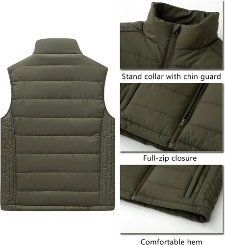 Miniatura 3 de Vcansion Chaleco acolchado con cuello alto casual para hombre