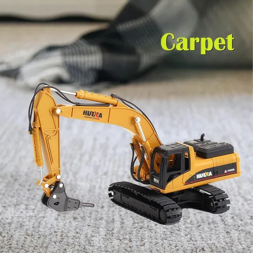 Miniatura 6 de Excavadora de taladro, juguetes de vehículos de construcción, camión de martillo hidráulico de aleación resistente, escala 1:50, taladro a presión