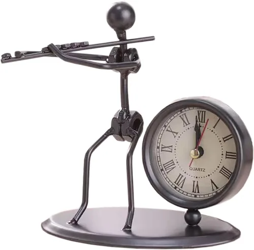 Miniatura 6 de Reloj despertador de instrumentos musicales, reloj creativo de escritorio pequeño de acero inoxidable, reloj de personalidad retro, artesanía