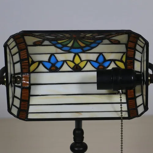 Miniatura 6 de Green Bankers - Lámpara de mesa vintage, luz de escritorio retro, lámpara de escritorio de oficina de vidrieras Tiffany, lámpara de cuentas