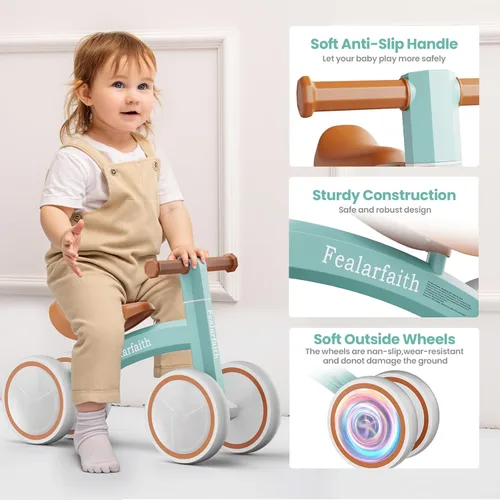 Miniatura 6 de Bicicleta de equilibrio para bebés de 1 año, niños y niñas, primera bicicleta para niños con 4 ruedas de iluminación colorida Bicicleta