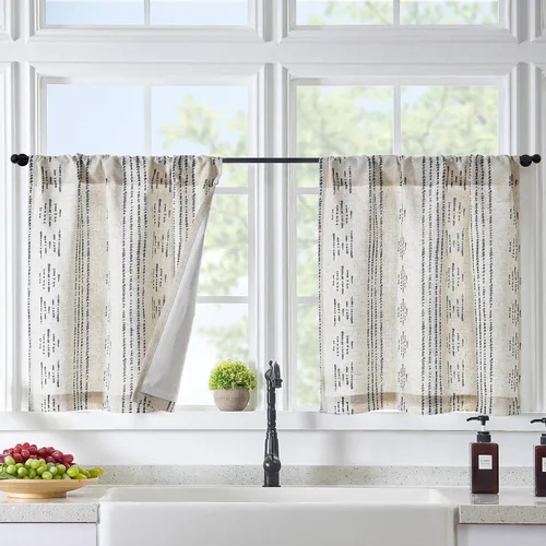 Miniatura 24 de Jinchan - Cortinas opacas del 95% para cocina estilo boho, cortinas de 24 pulgadas para cafetería, cortinas pequeñas estilo bohemio para dormitorio