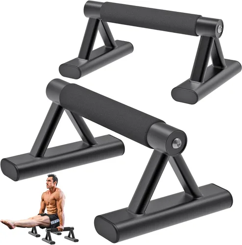 Miniatura 10 de SELEWARE Barras de empuje de madera, barras paraletas, barras antideslizantes para calistenia, fitness, entrenamientos de piso, madera maciza con A