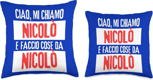 Miniatura 3 de Nicolò Idea Regalo Personalizzata con Nome Ciao Sono Faccio Cose Da Nicolò Personalizzato Throw Pillow, 16x16, Multicolor