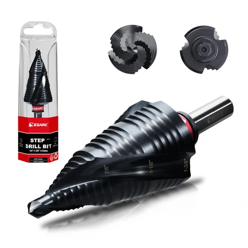 EZARC Broca escalonada para metal, taladro escalonado de cobalto M35, flauta en espiral, broca de paso Unibit (1/4 a 1-3/8 pulgadas) resistente al