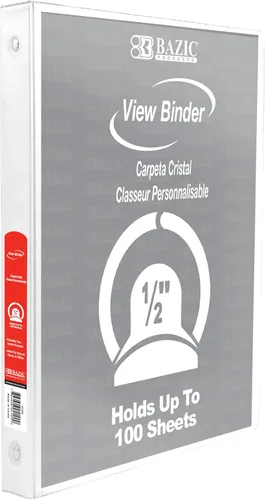 Miniatura 34 de BAZIC Products Carpeta organizadora de 3 anillas de 1/2 pulgada con vista económica, color negro, anillo redondo, capacidad para 100 hojas de papel