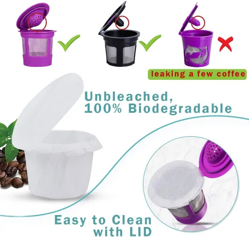 Miniatura 3 de CAPMESSO Filtros de café desechables con tapa, filtro de papel Kerig para cápsulas reutilizables de una sola porción compatible con cafetera Keurg