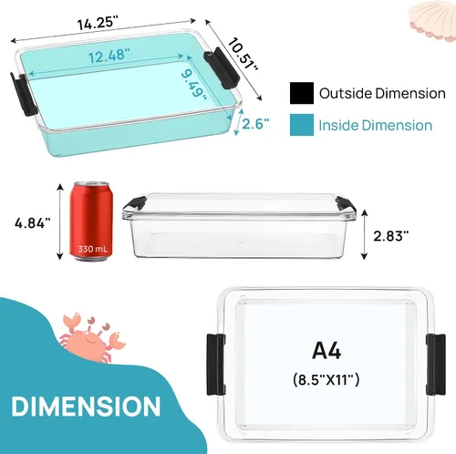 Miniatura 2 de Vtopmart Contenedores de almacenamiento de plástico de 6 cuartos con tapas, contenedores sensoriales transparentes, organizadores y almacenamiento